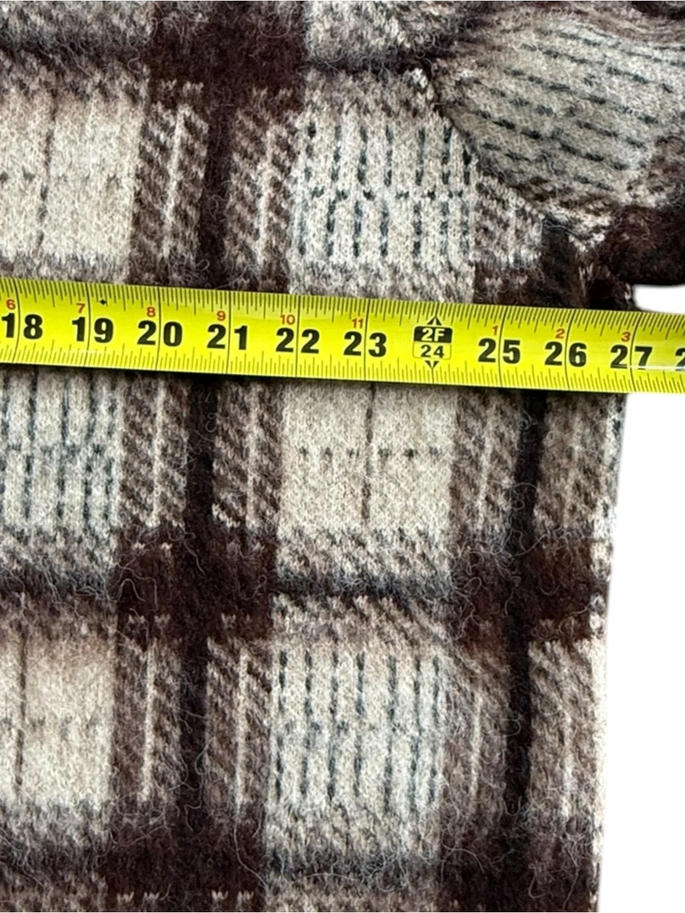 ZARA Plaid Mock Neck Sweater Fuzzy Brown Checked Cozy Boxy Pullover. XL. NEW. - Picture 4 of 9